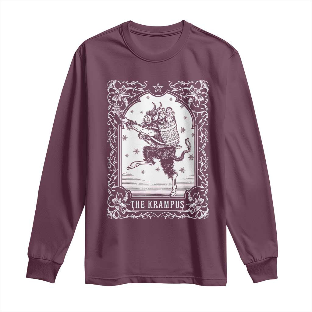 Christmas Krampus Long Sleeve Shirt Pagan Yule Nordic Xmas Krampus Evil Tarot Card TS11 Maroon Print Your Wear