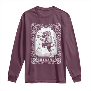 Christmas Krampus Long Sleeve Shirt Pagan Yule Nordic Xmas Krampus Evil Tarot Card TS11 Maroon Print Your Wear