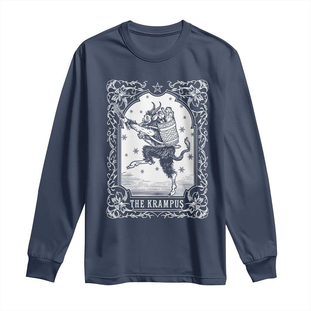 Christmas Krampus Long Sleeve Shirt Pagan Yule Nordic Xmas Krampus Evil Tarot Card TS11 Navy Print Your Wear