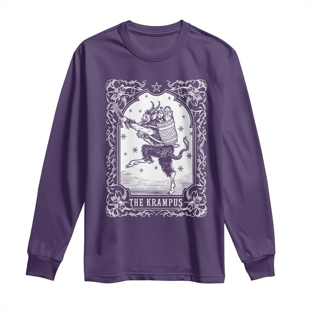 Christmas Krampus Long Sleeve Shirt Pagan Yule Nordic Xmas Krampus Evil Tarot Card TS11 Purple Print Your Wear