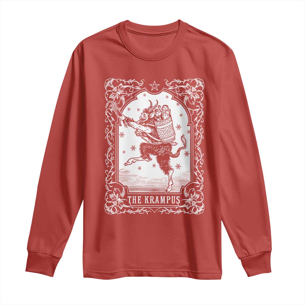 Christmas Krampus Long Sleeve Shirt Pagan Yule Nordic Xmas Krampus Evil Tarot Card TS11 Red Print Your Wear