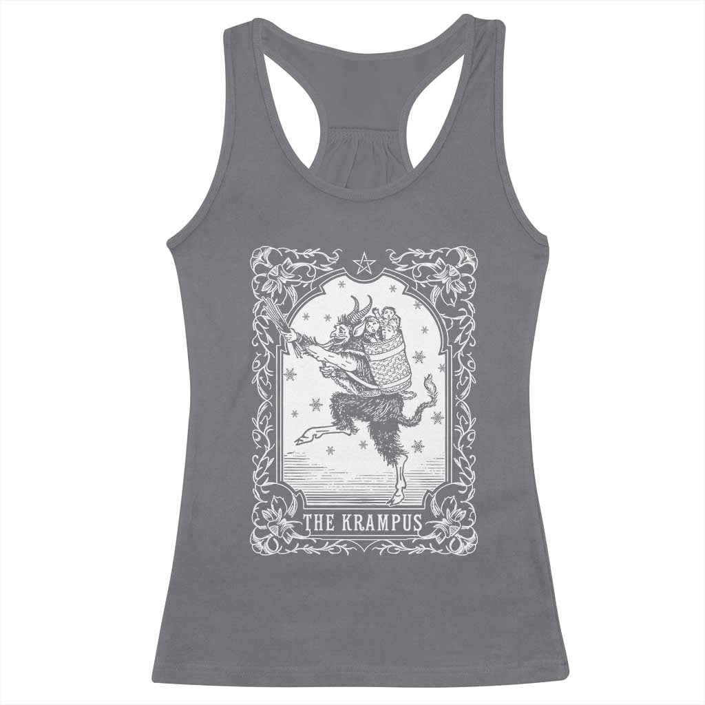 Christmas Krampus Racerback Tank Top Pagan Yule Nordic Xmas Krampus Evil Tarot Card TS11 Charcoal Print Your Wear