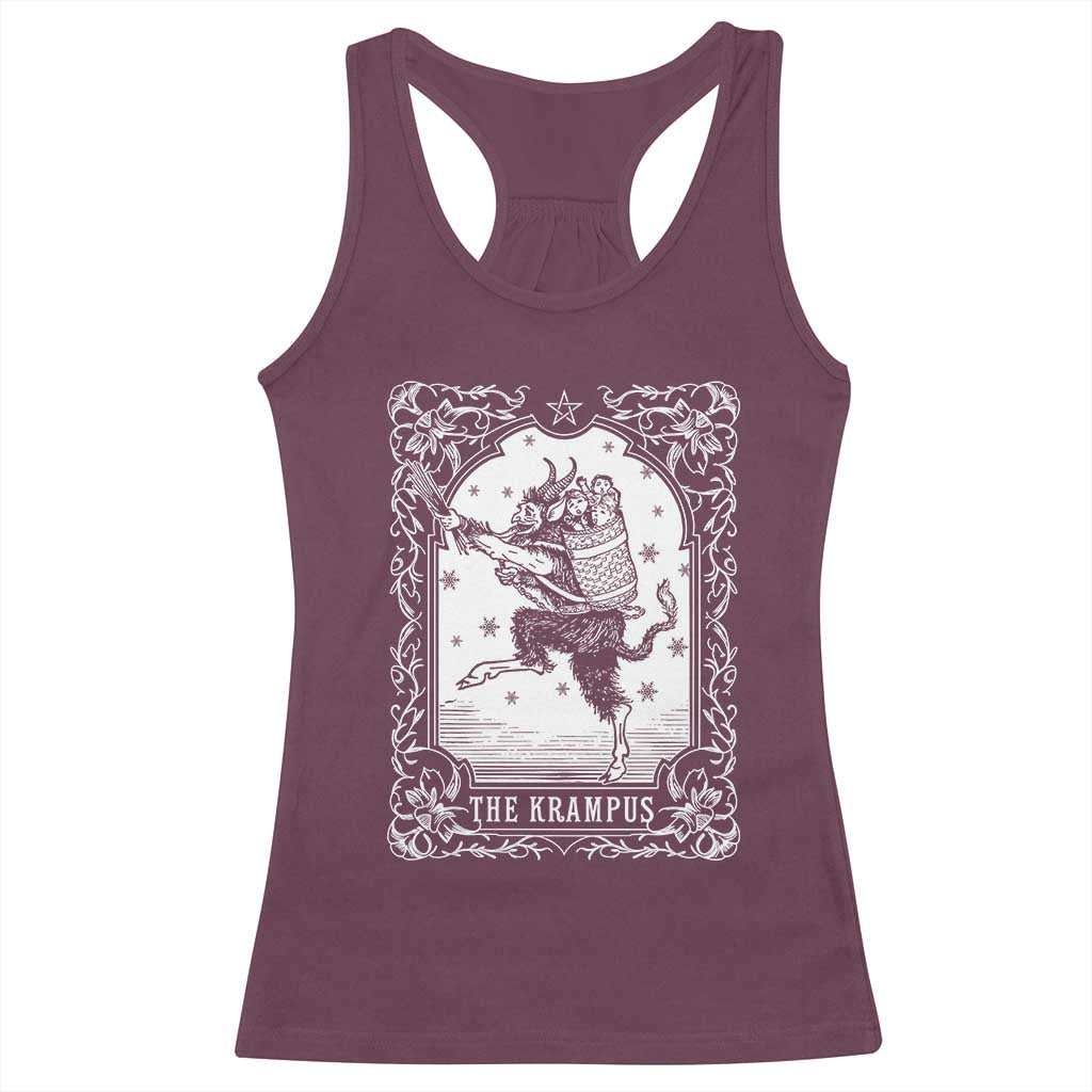 Christmas Krampus Racerback Tank Top Pagan Yule Nordic Xmas Krampus Evil Tarot Card TS11 Maroon Print Your Wear