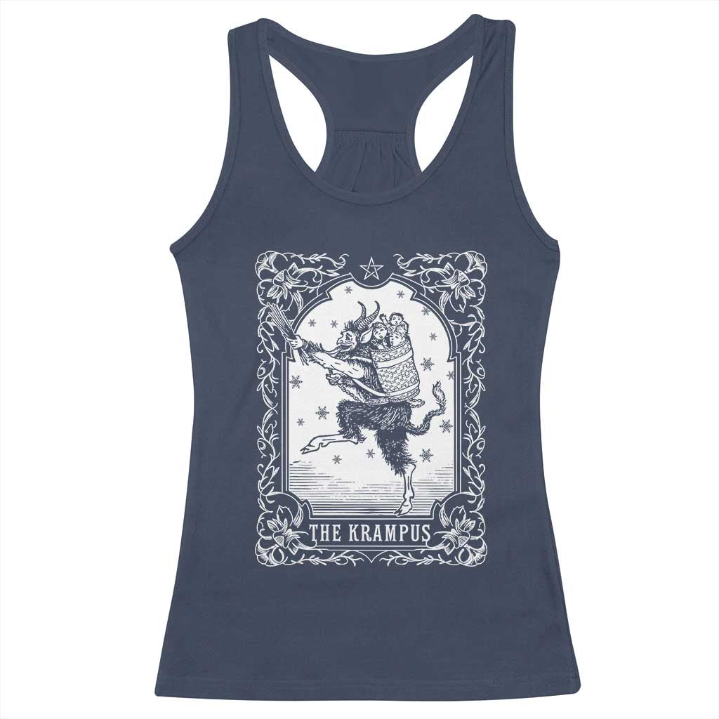 Christmas Krampus Racerback Tank Top Pagan Yule Nordic Xmas Krampus Evil Tarot Card TS11 Navy Print Your Wear