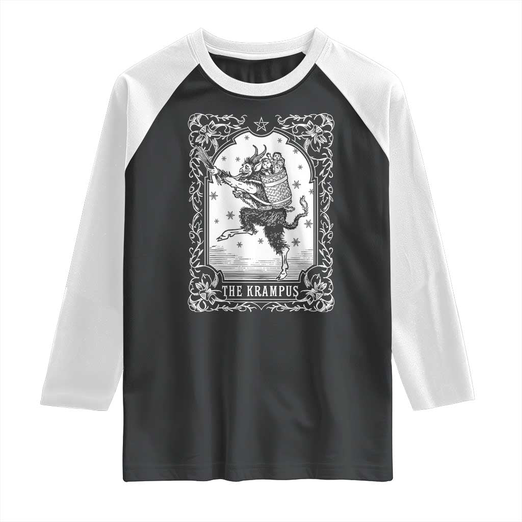 Christmas Krampus Raglan Shirt Pagan Yule Nordic Xmas Krampus Evil Tarot Card TS11 Black White Print Your Wear