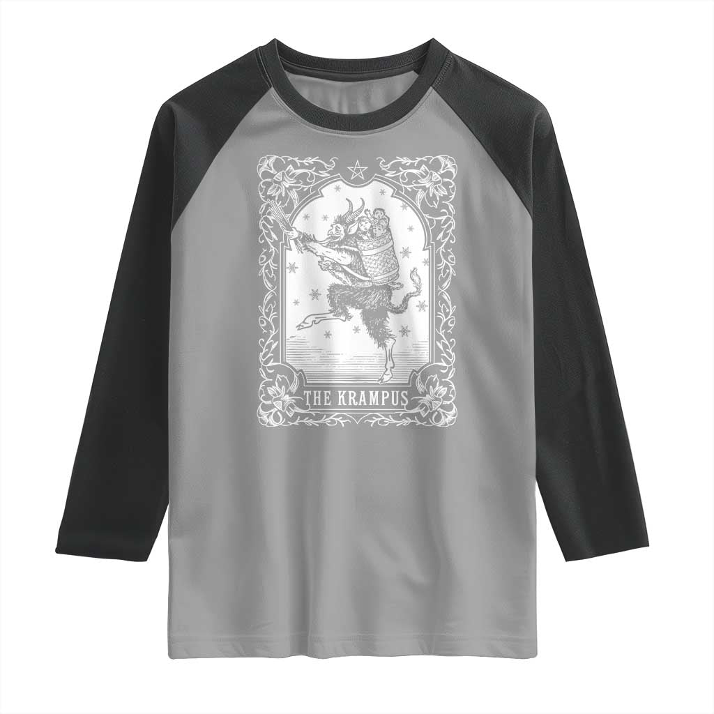 Christmas Krampus Raglan Shirt Pagan Yule Nordic Xmas Krampus Evil Tarot Card TS11 Sport Gray Black Print Your Wear