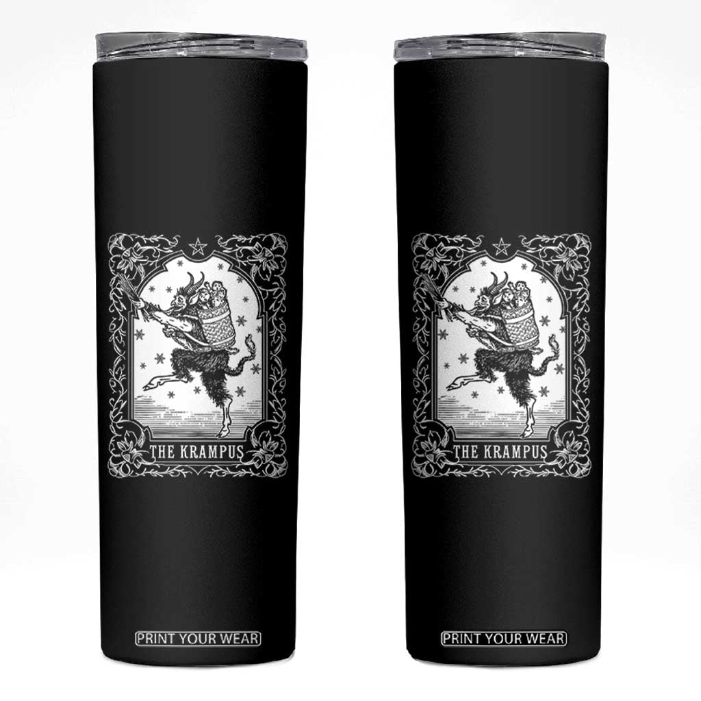 Christmas Krampus Skinny Tumbler Pagan Yule Nordic Xmas Krampus Evil Tarot Card TS11 Black Print Your Wear
