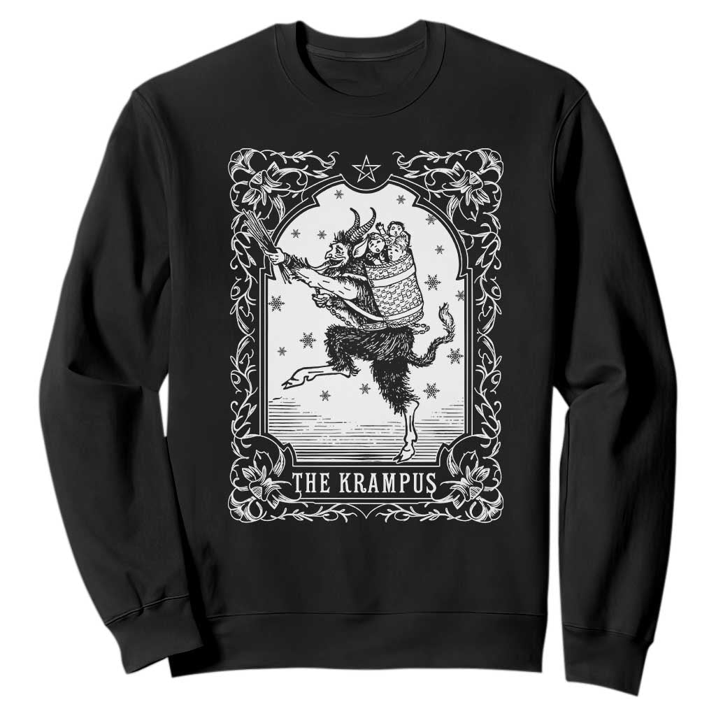 Christmas Krampus Sweatshirt Pagan Yule Nordic Xmas Krampus Evil Tarot Card TS11 Black Print Your Wear