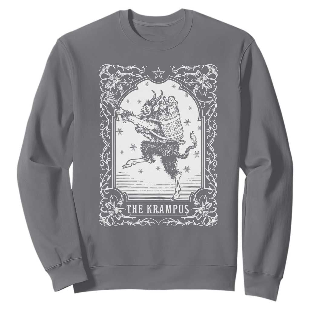 Christmas Krampus Sweatshirt Pagan Yule Nordic Xmas Krampus Evil Tarot Card TS11 Charcoal Print Your Wear