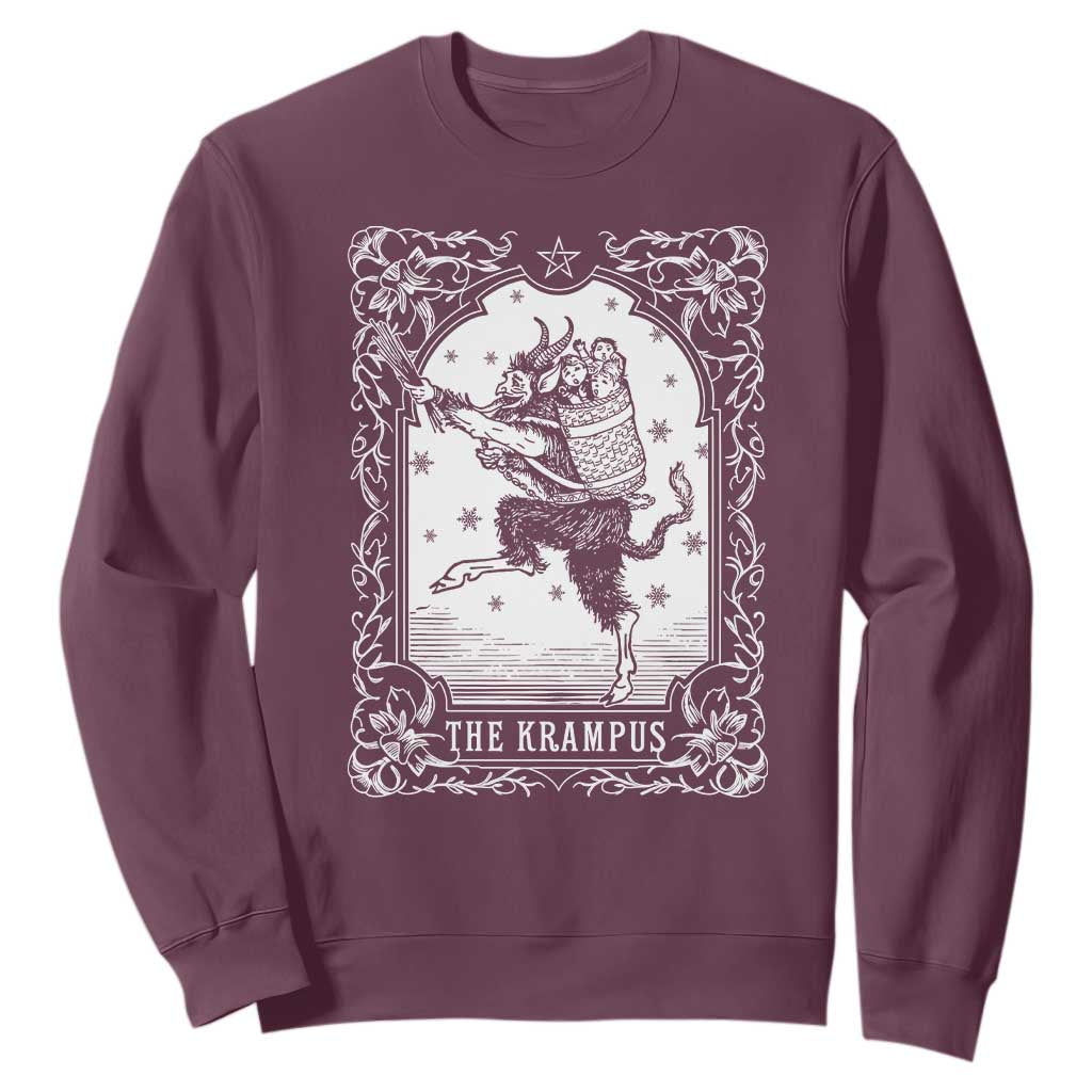 Christmas Krampus Sweatshirt Pagan Yule Nordic Xmas Krampus Evil Tarot Card TS11 Maroon Print Your Wear