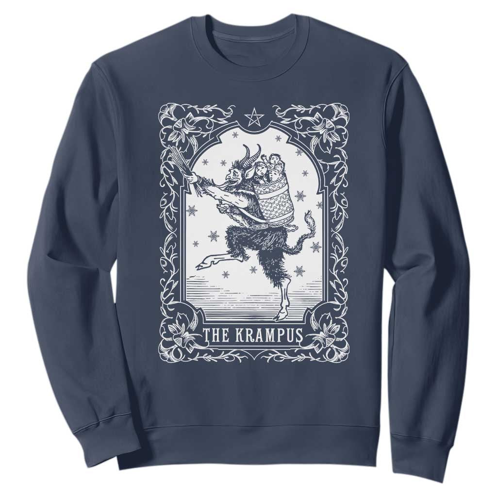 Christmas Krampus Sweatshirt Pagan Yule Nordic Xmas Krampus Evil Tarot Card TS11 Navy Print Your Wear