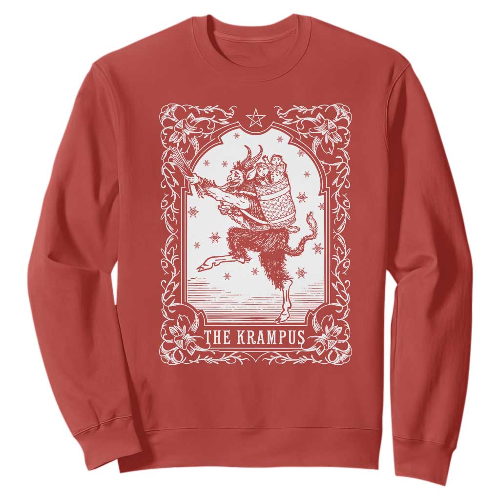 Christmas Krampus Sweatshirt Pagan Yule Nordic Xmas Krampus Evil Tarot Card TS11 Red Print Your Wear