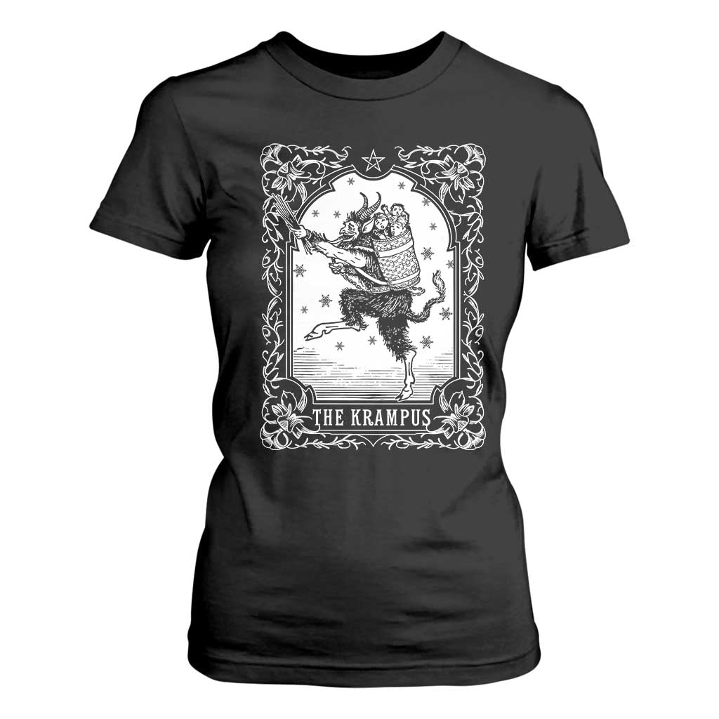 Christmas Krampus T Shirt For Women Pagan Yule Nordic Xmas Krampus Evil Tarot Card TS11 Black Print Your Wear