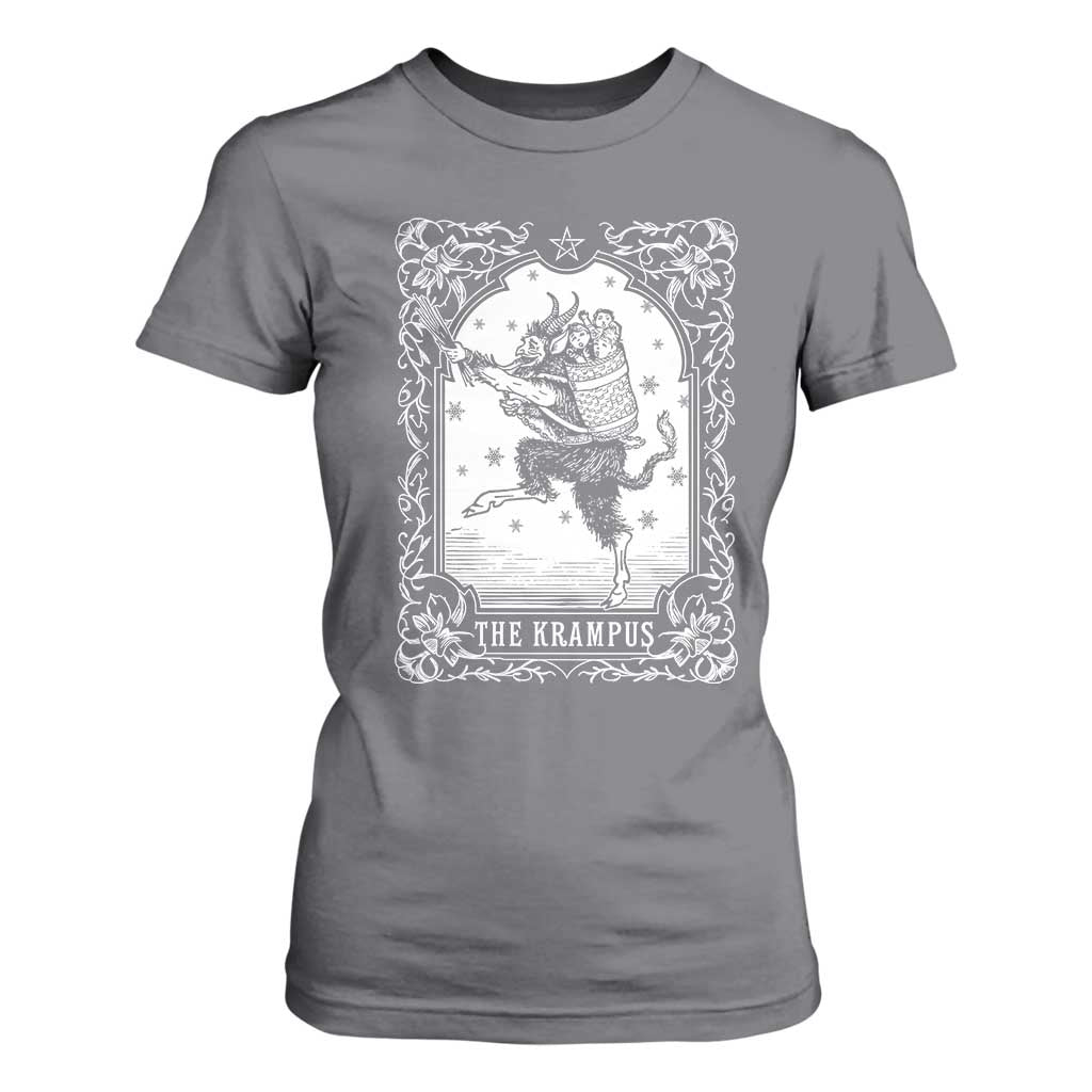 Christmas Krampus T Shirt For Women Pagan Yule Nordic Xmas Krampus Evil Tarot Card TS11 Charcoal Print Your Wear