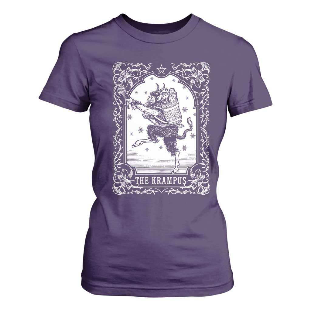 Christmas Krampus T Shirt For Women Pagan Yule Nordic Xmas Krampus Evil Tarot Card TS11 Purple Print Your Wear