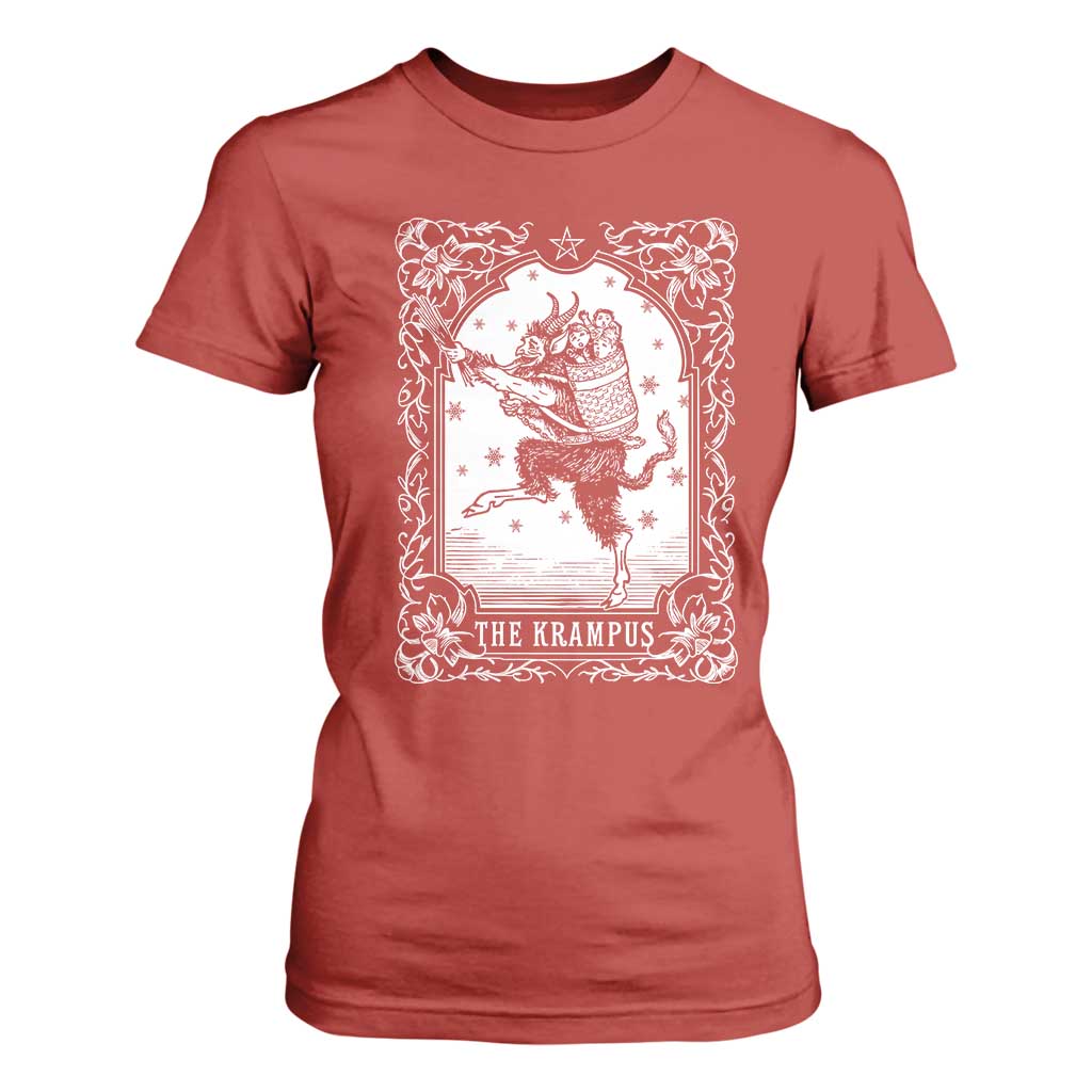 Christmas Krampus T Shirt For Women Pagan Yule Nordic Xmas Krampus Evil Tarot Card TS11 Red Print Your Wear