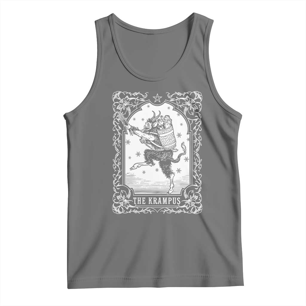 Christmas Krampus Tank Top Pagan Yule Nordic Xmas Krampus Evil Tarot Card TS11 Black Heather Print Your Wear