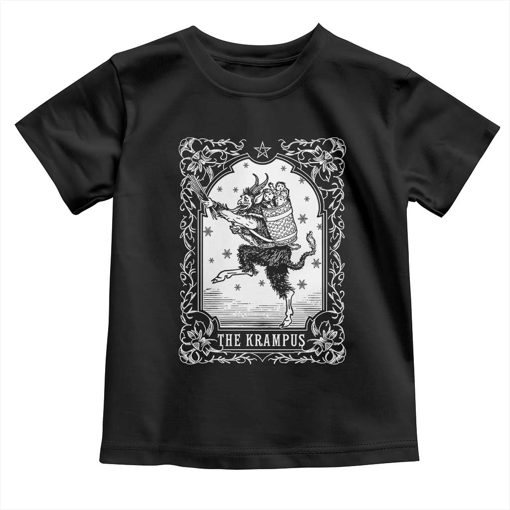 Christmas Krampus Toddler T Shirt Pagan Yule Nordic Xmas Krampus Evil Tarot Card TS11 Black Print Your Wear