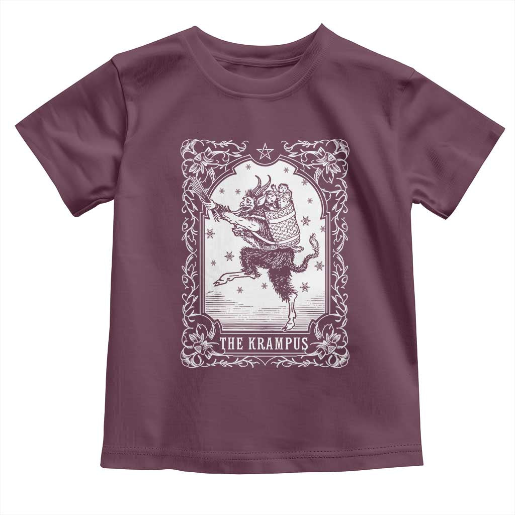 Christmas Krampus Toddler T Shirt Pagan Yule Nordic Xmas Krampus Evil Tarot Card TS11 Maroon Print Your Wear