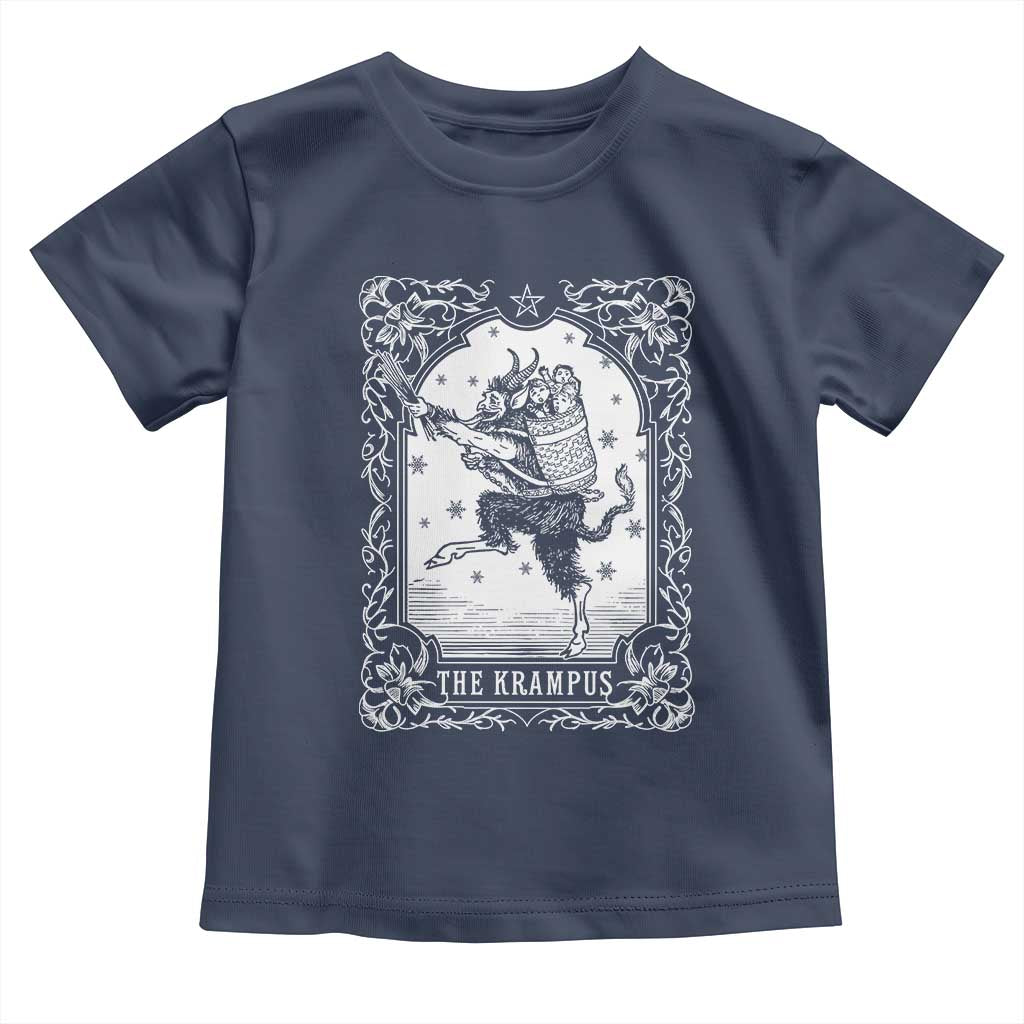 Christmas Krampus Toddler T Shirt Pagan Yule Nordic Xmas Krampus Evil Tarot Card TS11 Navy Print Your Wear
