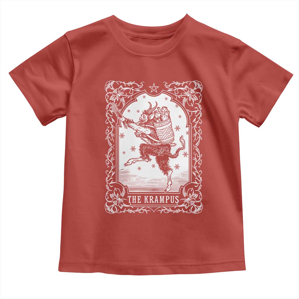 Christmas Krampus Toddler T Shirt Pagan Yule Nordic Xmas Krampus Evil Tarot Card TS11 Red Print Your Wear