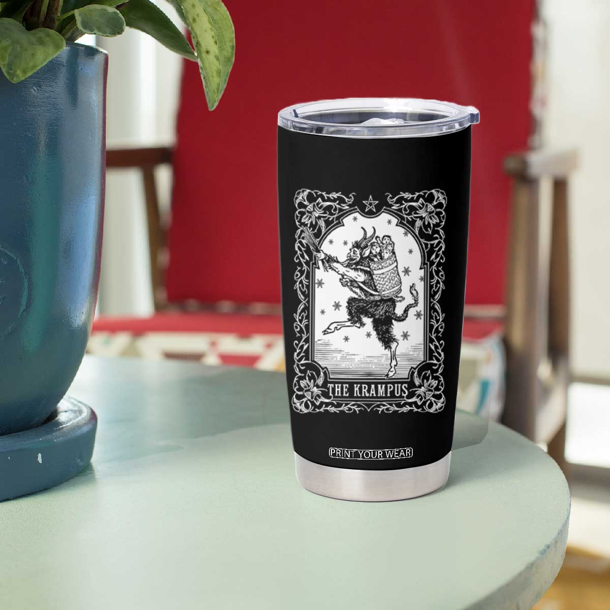 Christmas Krampus Tumbler Cup Pagan Yule Nordic Xmas Krampus Evil Tarot Card TS11 Print Your Wear