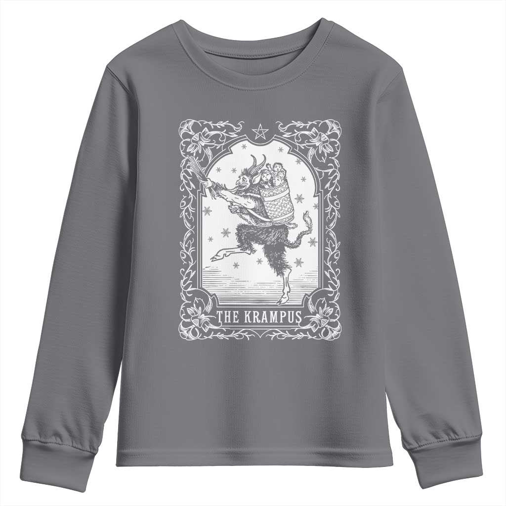Christmas Krampus Youth Sweatshirt Pagan Yule Nordic Xmas Krampus Evil Tarot Card TS11 Charcoal Print Your Wear
