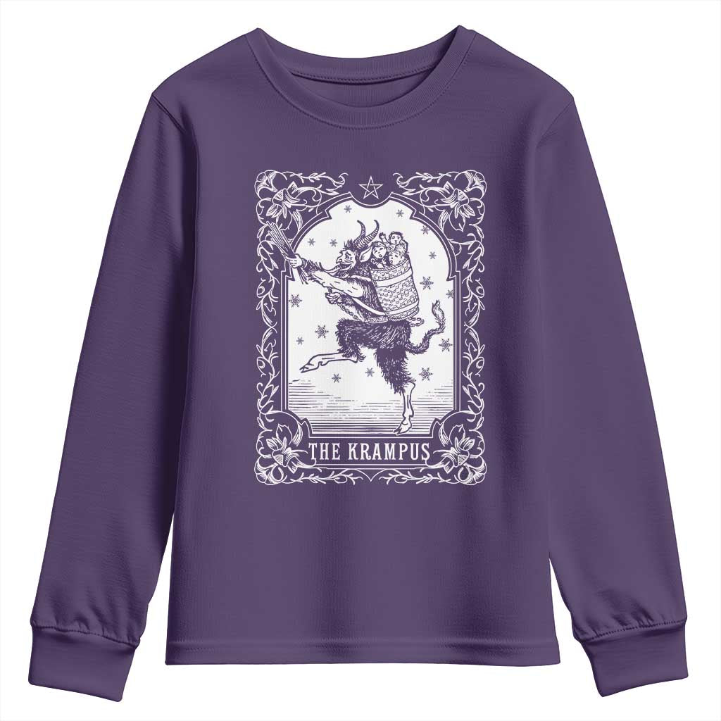 Christmas Krampus Youth Sweatshirt Pagan Yule Nordic Xmas Krampus Evil Tarot Card TS11 Purple Print Your Wear