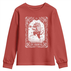 Christmas Krampus Youth Sweatshirt Pagan Yule Nordic Xmas Krampus Evil Tarot Card TS11 Red Print Your Wear