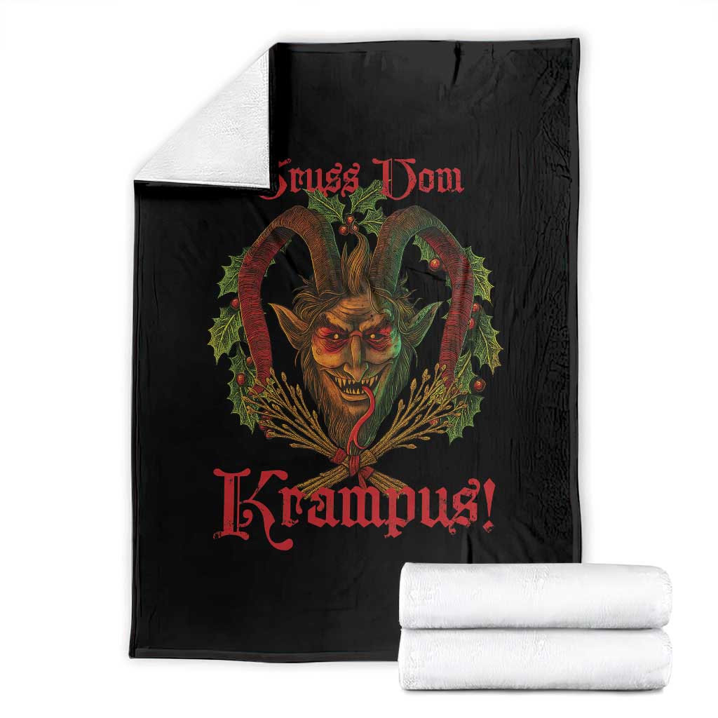 Nordic Christmas Krampus Throw Blanket Gruss Vom Krampus Pagan Yule Xmas TS11 Black Print Your Wear