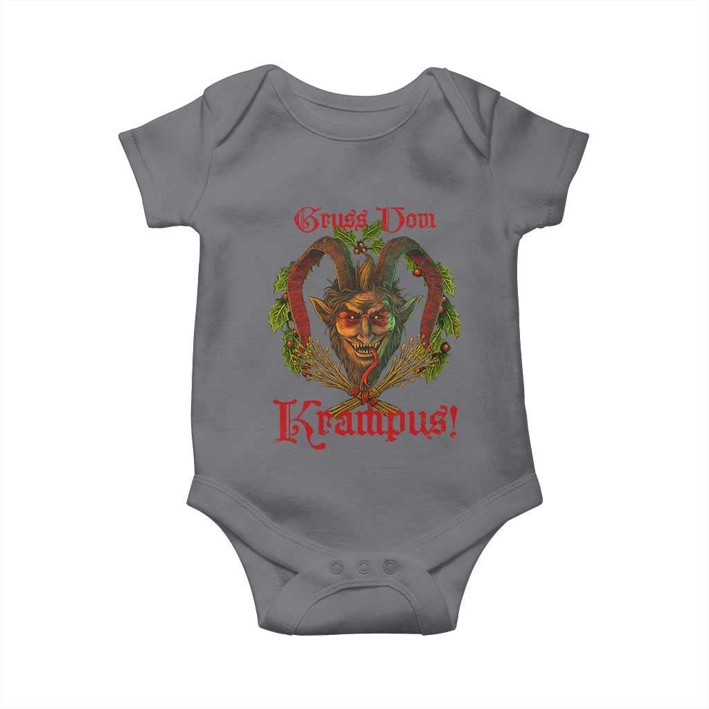 Nordic Christmas Krampus Baby Onesie Gruss Vom Krampus Pagan Yule Xmas TS11 Charcoal Print Your Wear