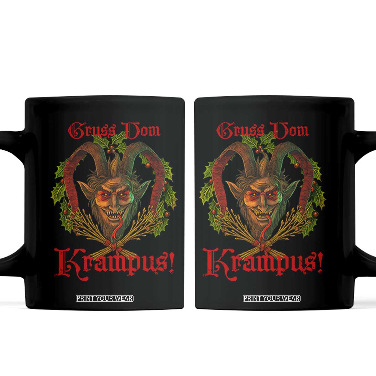 Nordic Christmas Krampus Coffee Mug Gruss Vom Krampus Pagan Yule Xmas TS11 Black Print Your Wear