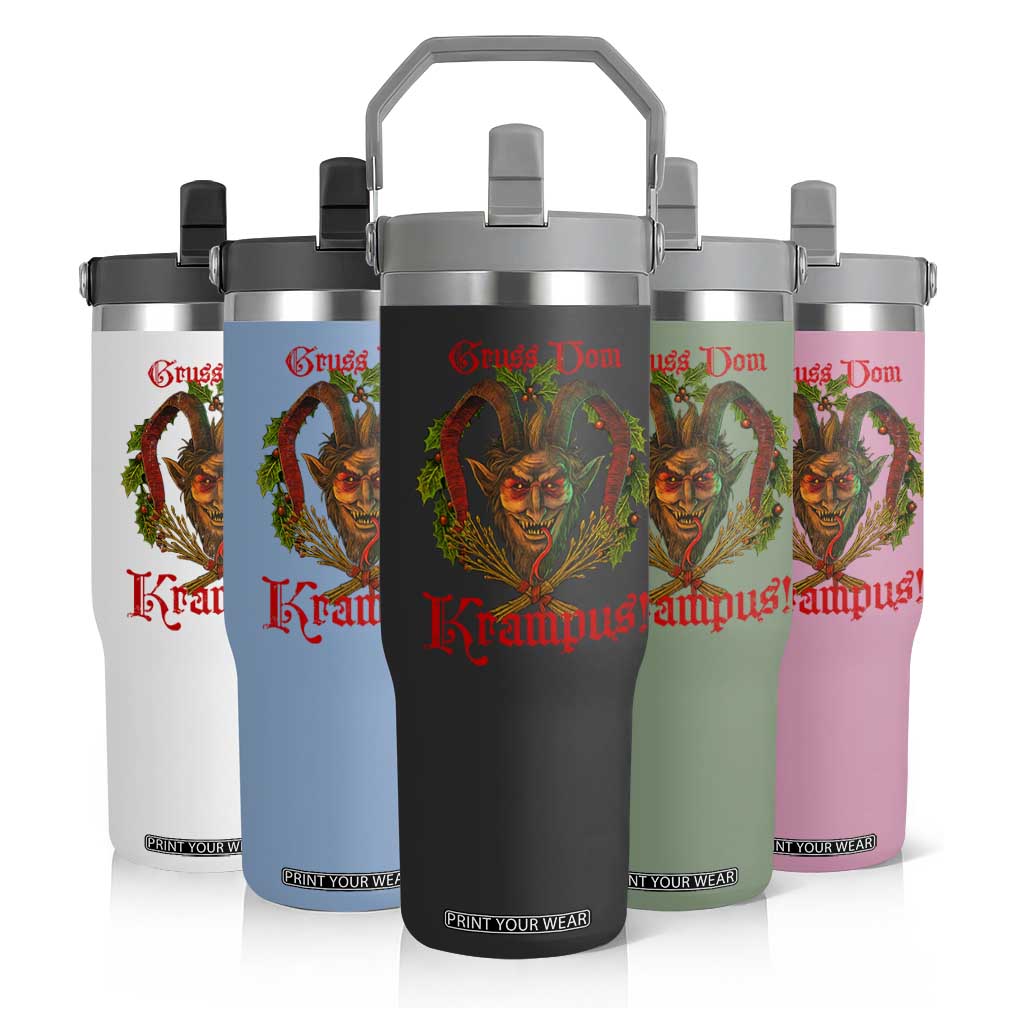 Nordic Christmas Krampus Flip Straw Tumbler Gruss Vom Krampus Pagan Yule Xmas TS11 Print Your Wear