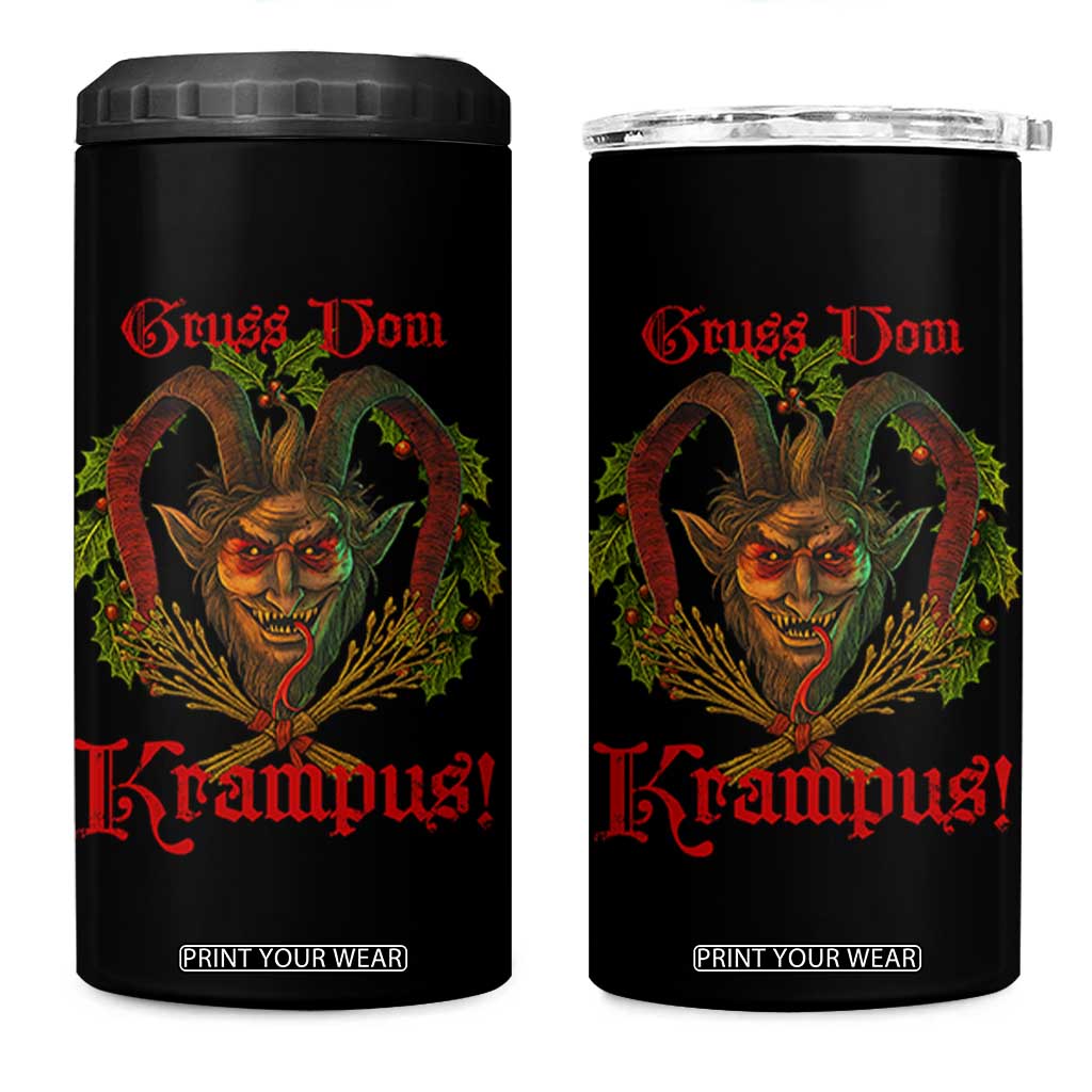Nordic Christmas Krampus 4 in 1 Can Cooler Tumbler Gruss Vom Krampus Pagan Yule Xmas TS11 One Size: 16 oz Black Print Your Wear