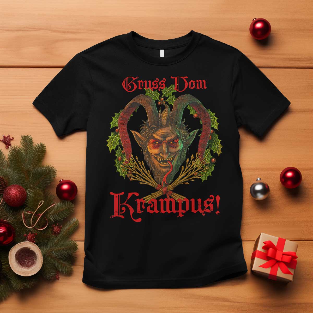 Nordic Christmas Krampus T Shirt Gruss Vom Krampus Pagan Yule Xmas TS11 Black Print Your Wear