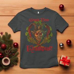 Nordic Christmas Krampus T Shirt Gruss Vom Krampus Pagan Yule Xmas TS11 Dark Heather Print Your Wear