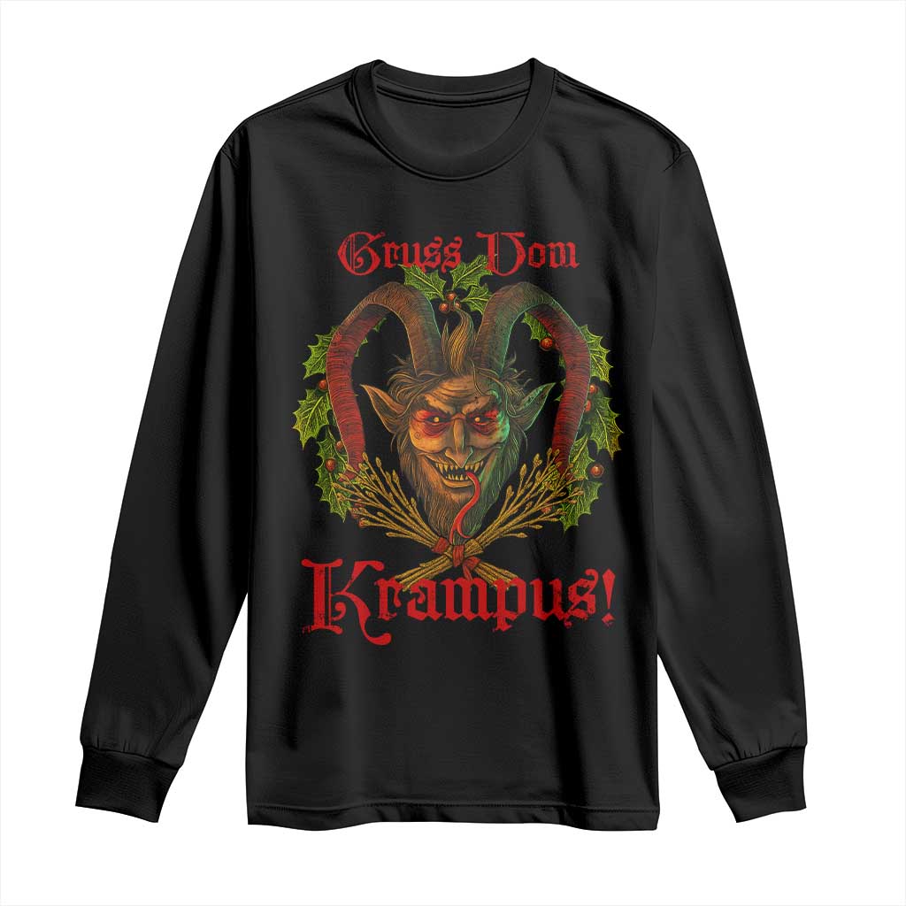 Nordic Christmas Krampus Long Sleeve Shirt Gruss Vom Krampus Pagan Yule Xmas TS11 Black Print Your Wear