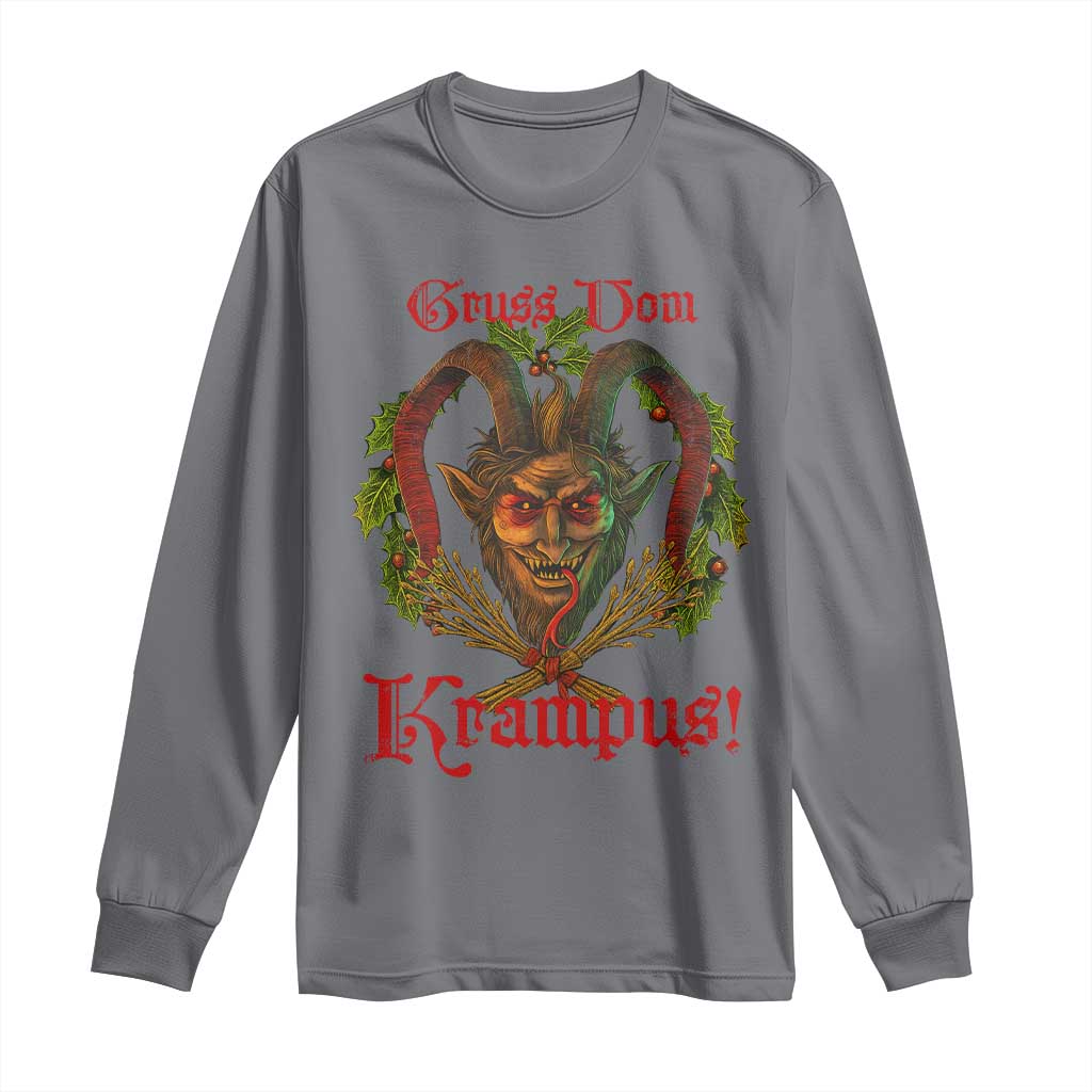 Nordic Christmas Krampus Long Sleeve Shirt Gruss Vom Krampus Pagan Yule Xmas TS11 Charcoal Print Your Wear