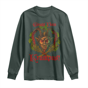 Nordic Christmas Krampus Long Sleeve Shirt Gruss Vom Krampus Pagan Yule Xmas TS11 Dark Forest Green Print Your Wear