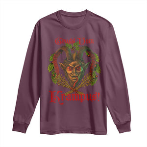 Nordic Christmas Krampus Long Sleeve Shirt Gruss Vom Krampus Pagan Yule Xmas TS11 Maroon Print Your Wear