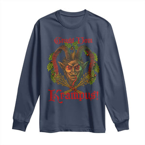 Nordic Christmas Krampus Long Sleeve Shirt Gruss Vom Krampus Pagan Yule Xmas TS11 Navy Print Your Wear