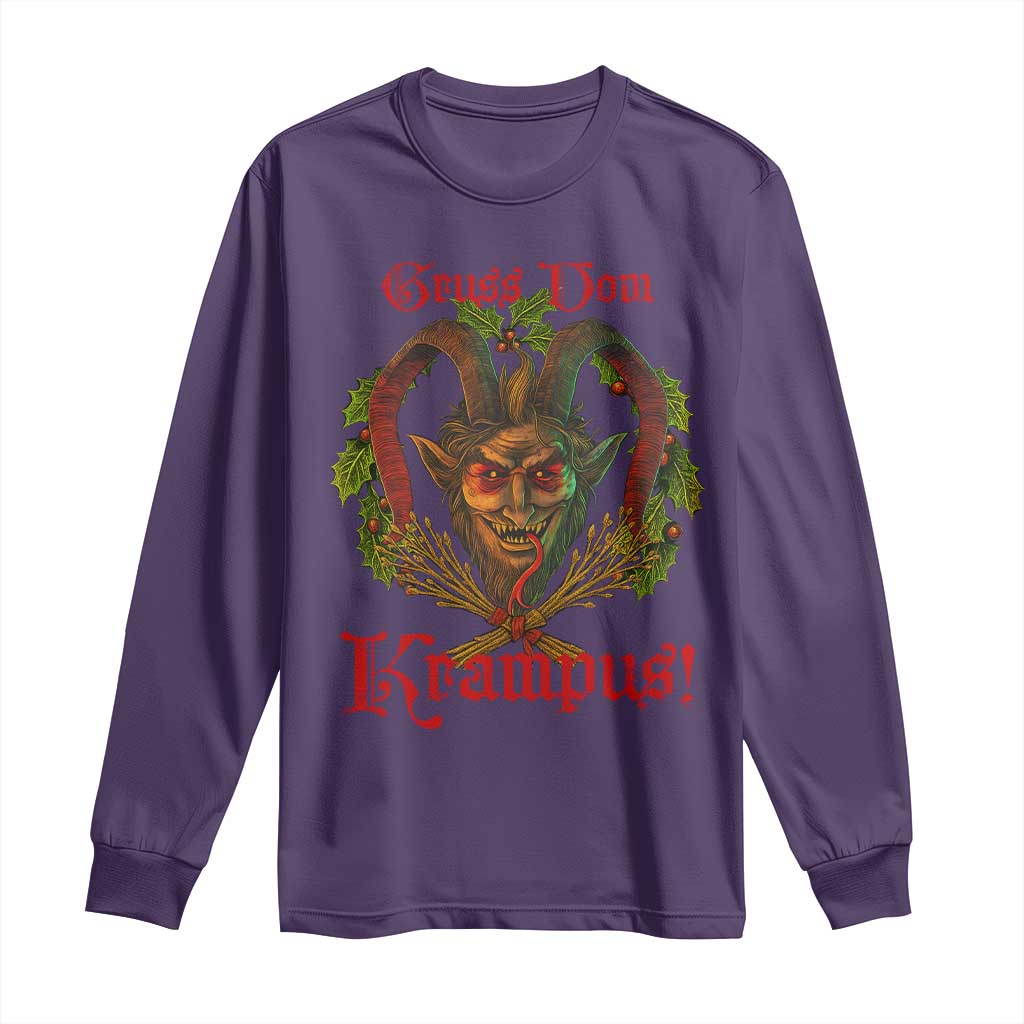 Nordic Christmas Krampus Long Sleeve Shirt Gruss Vom Krampus Pagan Yule Xmas TS11 Purple Print Your Wear
