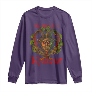 Nordic Christmas Krampus Long Sleeve Shirt Gruss Vom Krampus Pagan Yule Xmas TS11 Purple Print Your Wear