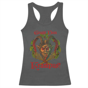 Nordic Christmas Krampus Racerback Tank Top Gruss Vom Krampus Pagan Yule Xmas TS11 Dark Heather Print Your Wear