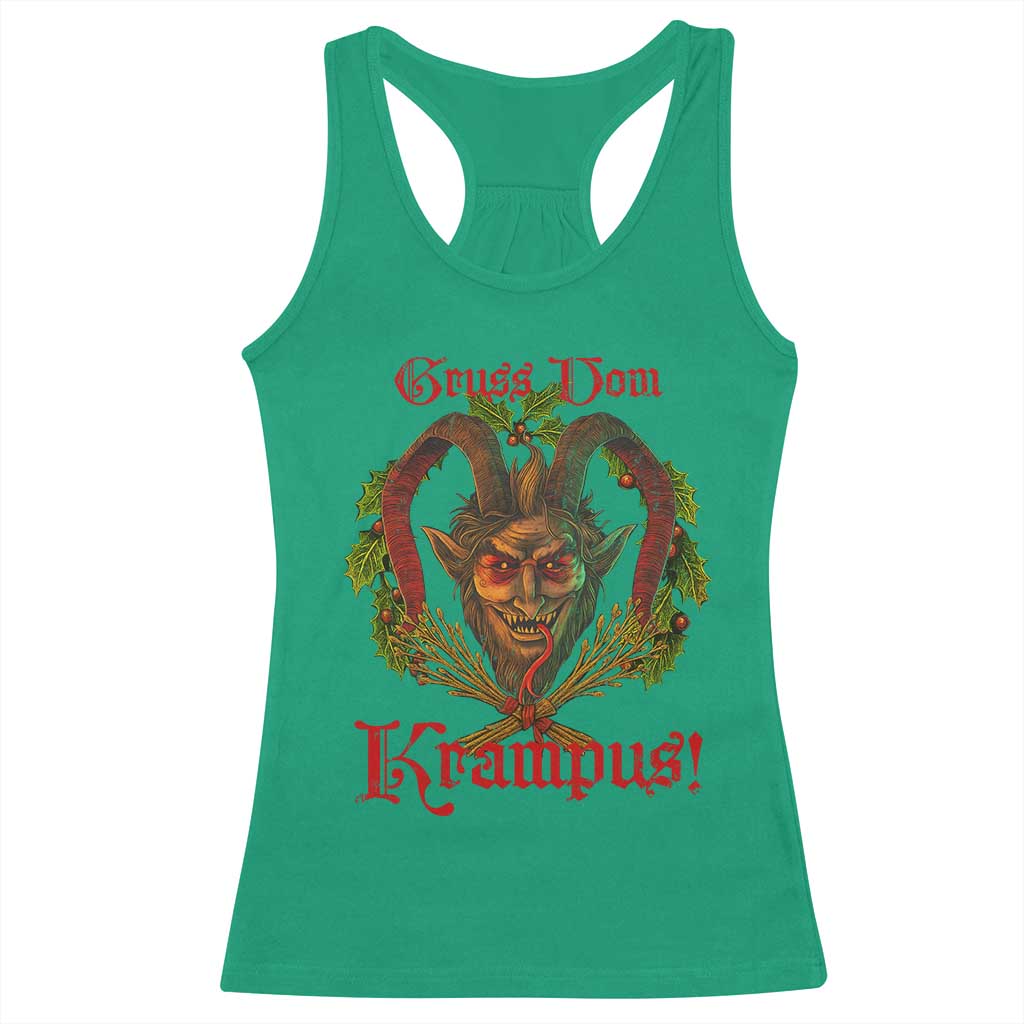 Nordic Christmas Krampus Racerback Tank Top Gruss Vom Krampus Pagan Yule Xmas TS11 Irish Green Print Your Wear