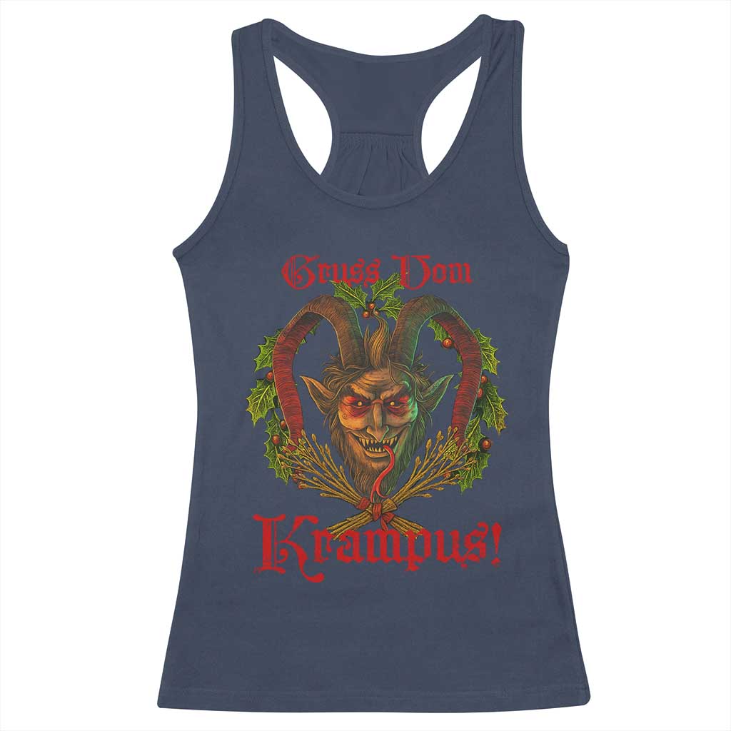 Nordic Christmas Krampus Racerback Tank Top Gruss Vom Krampus Pagan Yule Xmas TS11 Navy Print Your Wear