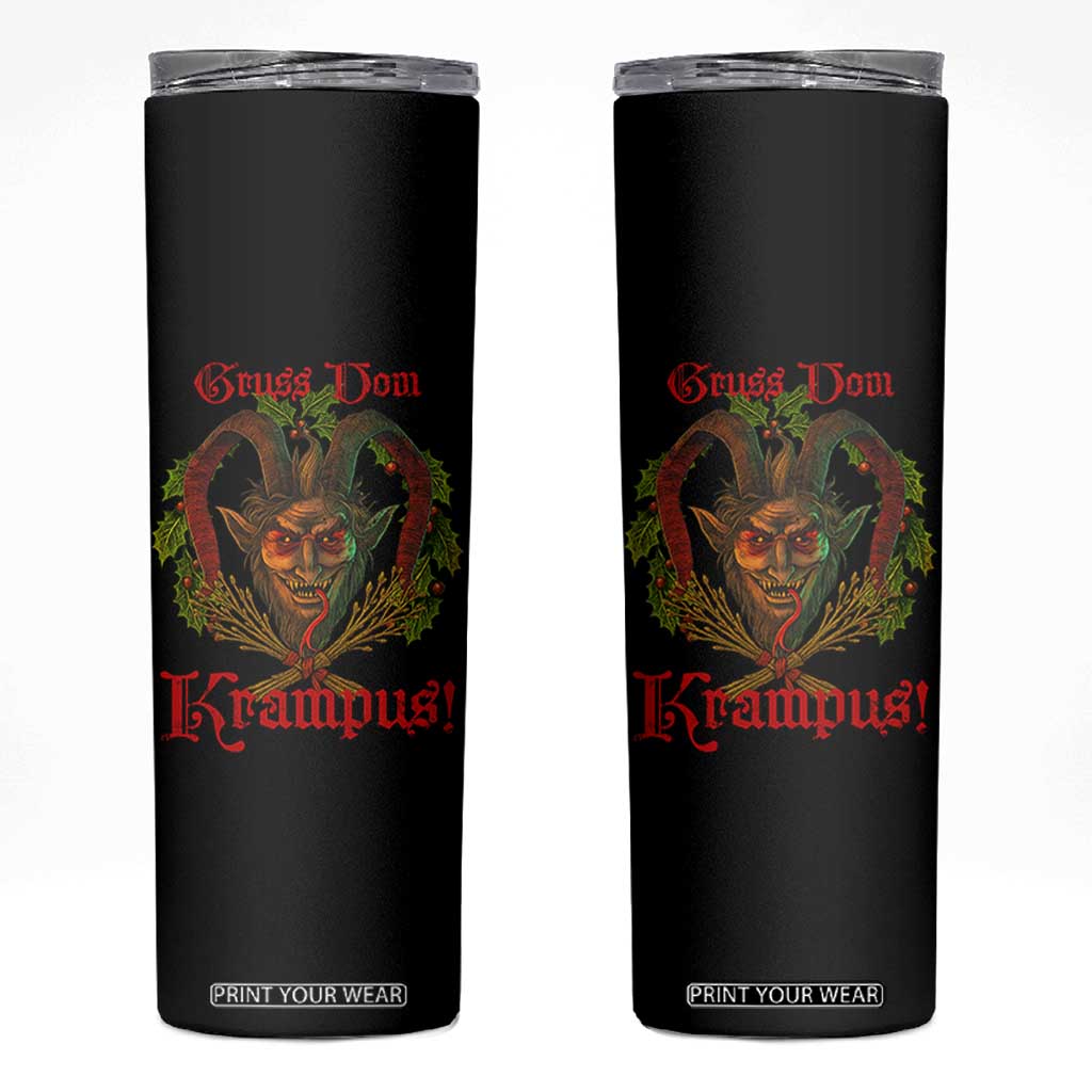 Nordic Christmas Krampus Skinny Tumbler Gruss Vom Krampus Pagan Yule Xmas TS11 Black Print Your Wear
