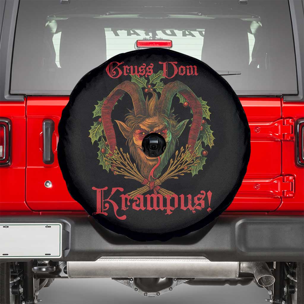Nordic Christmas Krampus Spare Tire Cover Gruss Vom Krampus Pagan Yule Xmas TS11 Black Print Your Wear