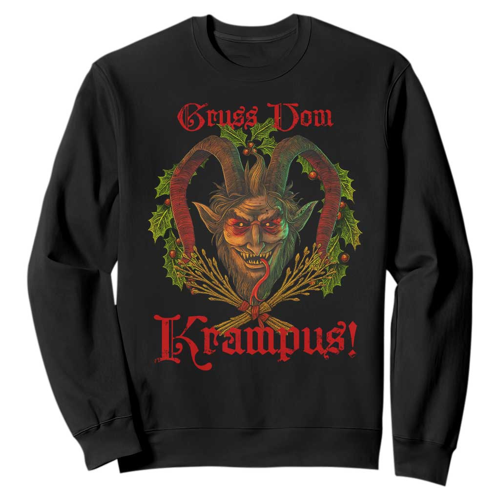 Nordic Christmas Krampus Sweatshirt Gruss Vom Krampus Pagan Yule Xmas TS11 Black Print Your Wear