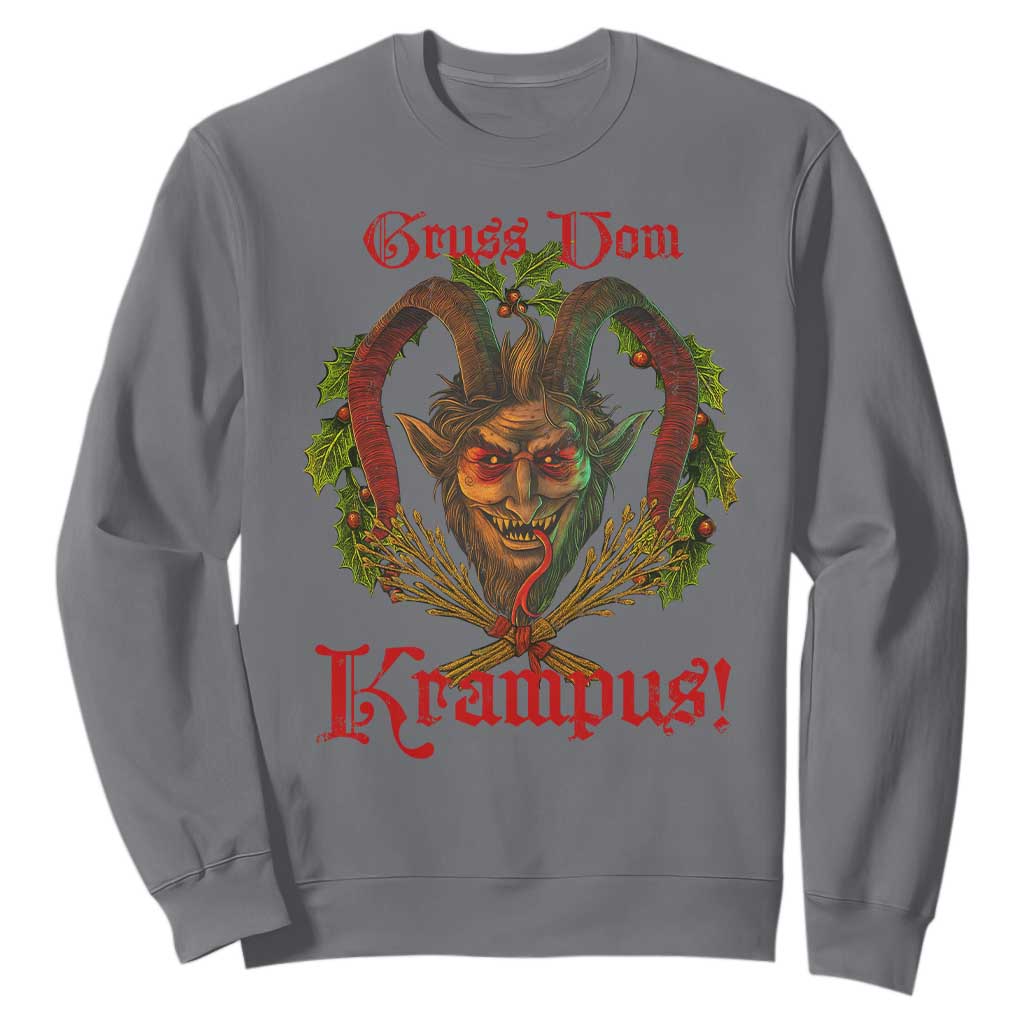 Nordic Christmas Krampus Sweatshirt Gruss Vom Krampus Pagan Yule Xmas TS11 Charcoal Print Your Wear